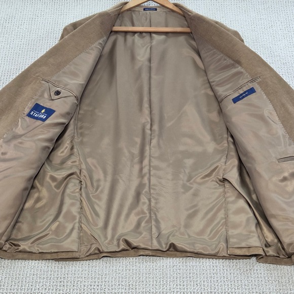 Stafford Classic Fit Corduroy Sport Coat Blazer Elbow Patch Mens‎ Brown 50R - Picture 6 of 8